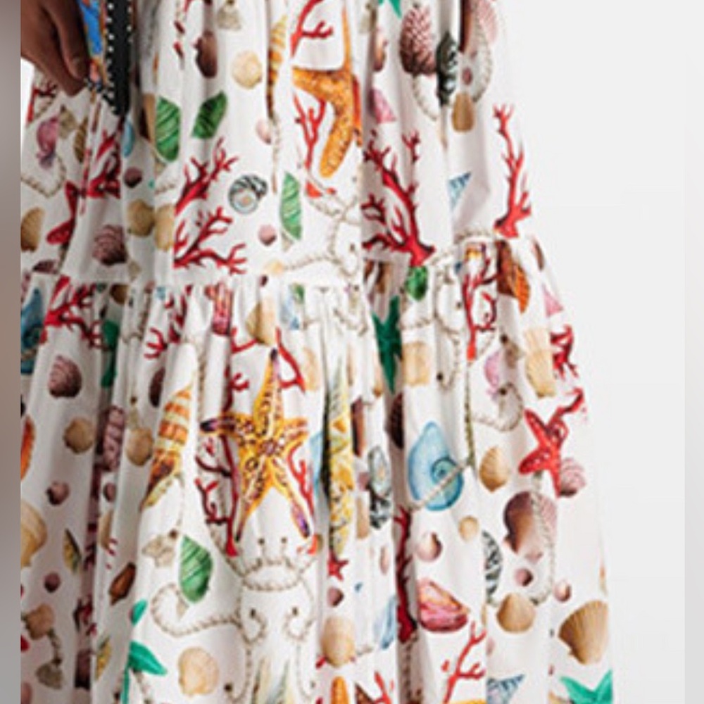 Commense White Floral Shell-Print Crop Top and Maxi Skirt Set - Picture 13 of 15